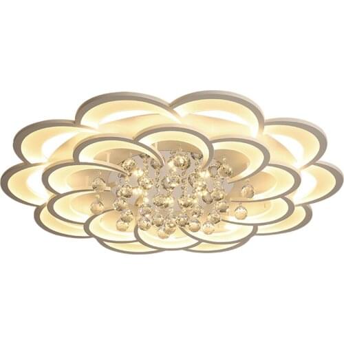 Luxury Ceiling Chandeliers Petals Crystal Lighting for Living Room Decoration Celing Lamp Modern Decor Bedroom Light Fixtures