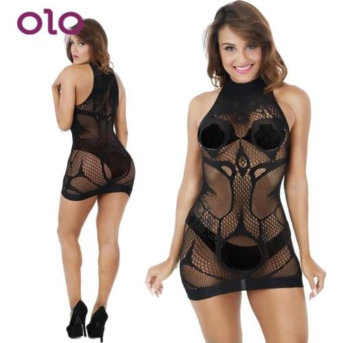 OLO Sexy Lingerie Bag Hip Lace Skirt Hollow Jacquard Mesh Sexy Sleepwear Conjoined Net Underwear Women Dress Sex Costume