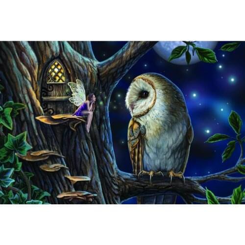 Fairy tale Owl on the tree Cross Stitch Kits Needlework Sewing Kit Embroidery 14ct Unprinted DIY Arts Handmade Home Decor