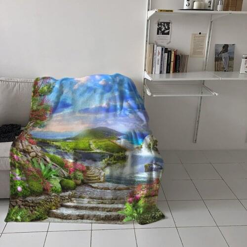 Bedroom Warm Blankets Waterfall Mountain Flower Sofa Throw Blankets Childrens Baby Soft Blankets Airplane Portable Blanket