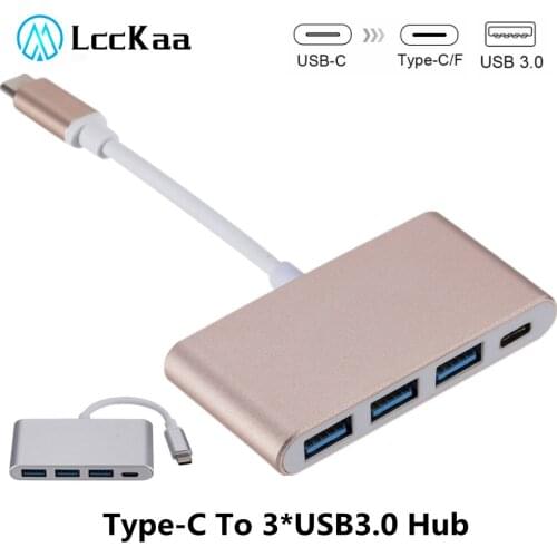 LccKaa Type-c USB C To USB 3.0 HUB With PD Power Supply Port For PC Laptop Computer Accessories 4 Port USB3.0 Adapter Splitter