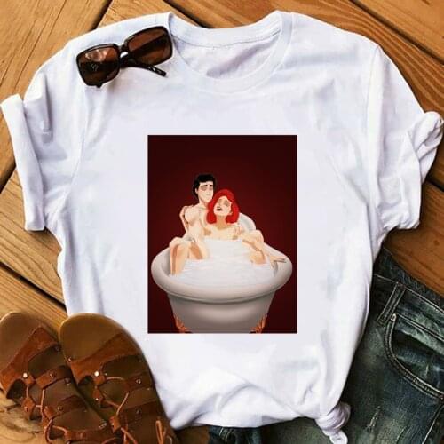 Vintage T Shirt Women Ariel Eric Funny Vogue Tshirts Girl Oneck Cartoon Print Casual Short Sleeve Harajuku Ladys T-shirt Tops