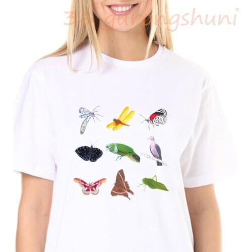 2020 new summer tops harajuku t shirt women dragonfly Printing Round Neck Long Sleeve Casual tshirt woman streetwear clothes hot