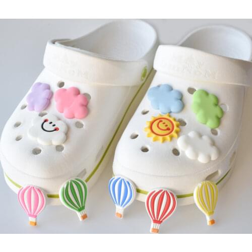 1pcs Cute PVC Shoe Charms Sun/Night/Stars/White Clouds/Bread/Tomato Shoe accessories Decoration Buckles Fit Bands Croc JIBZ Kids