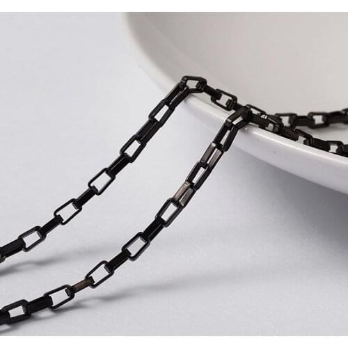 10m/Roll 304 Stainless Steel Box Chain Gold/Silver/Black Vacuum Plating Rectangle Chain For Necklace Bracelet Jewelry Making