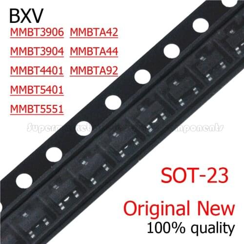 100PCS MMBT3906 MMBT3904 MMBT4401 MMBT5401 MMBT5551 MMBTA42 MMBTA44 MMBTA92 SOT-23 Transistor SOT23