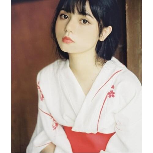 2019 SELLWORLDER Japanese Kimono Style yukata retro Girl dress white cherry blossom Woman Long Dress