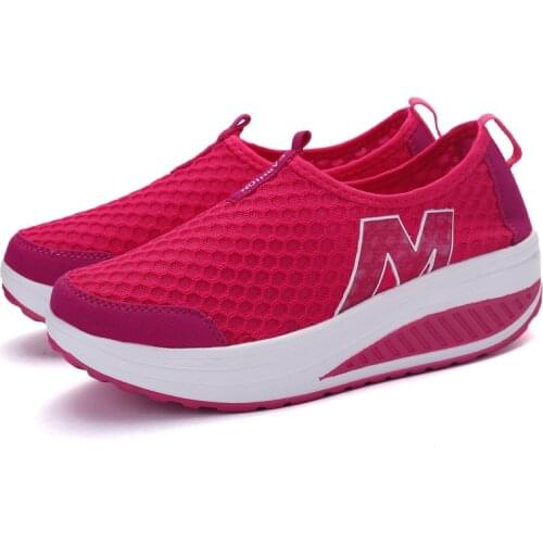 2021Women Fashion Height Increasing Breathable Air Mesh Swing Wedges Casual Sports platform Shoes WedgeSingle Shoes Mesh