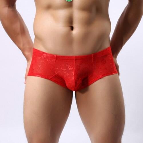 3PCS Mens Low Waist Transparent Small Boxer Shorts Sexy Lace Breathable Boxers Temptation Slim Underwear for Man