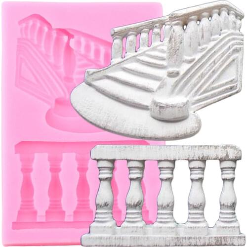 3D Stairs Silicone Mold Railing Cake Border ​Fondant Cake Decorating Tools Chocolate Gumpaste Moulds Polymer Clay Candy Molds