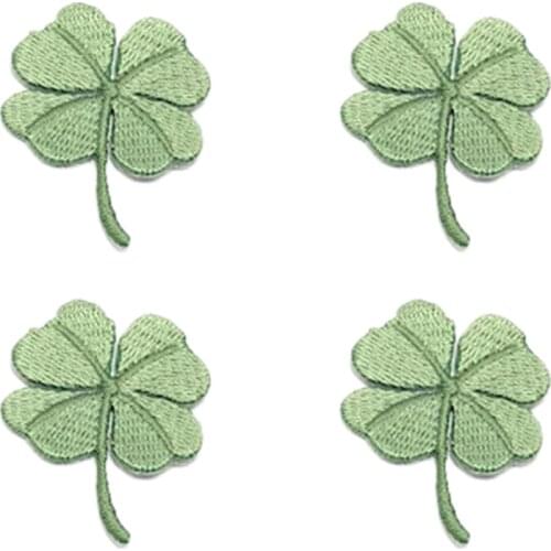 4 pcs Embroidery Patches Gummed Four Leaf Clover Lovely Garment Sewing DIY Accessories Cloth Paste Applique for Jeans Bags