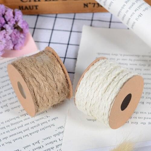 5mmx5M Vintage Beige Jute Burlap Hessian Braided Cords DIY Handmade Crafts Rope Wedding Birthday Party Christmas Gift Packaging