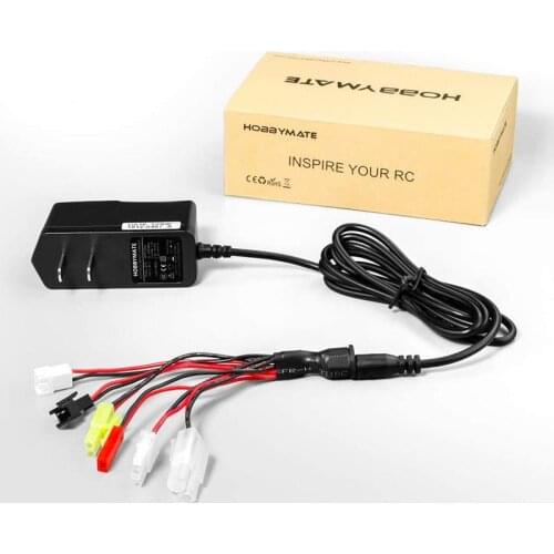 RC Car Battery Charger for NiMH/NiCd Battery Packs, 400-700mA Charging Current for 2-8S, AC-DC Plug Charger w/ 6 Converter Plugs