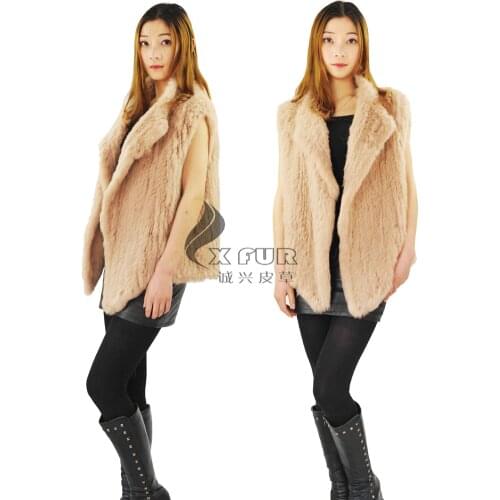 FREE SHIPPING CX-G-B-192B Knitted Real Rabbit Fur Vest Newest Style