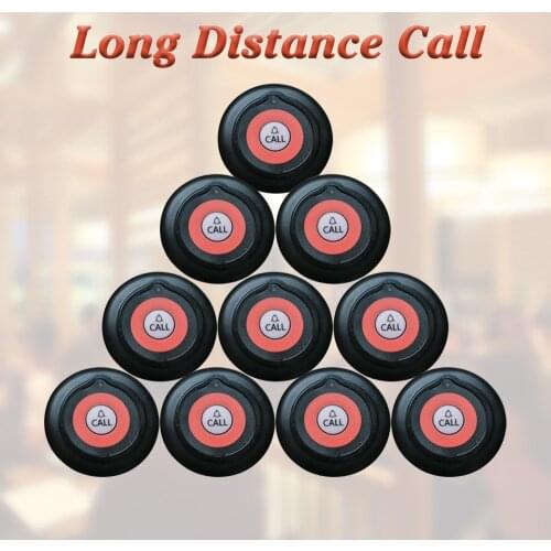 Wireless Calling System Device For Restaurant Hospital 10 Super Thin Long Distance Single Key Buttons Transmitter