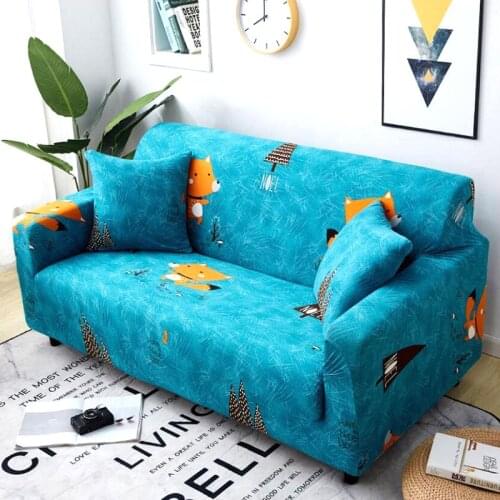 Cute Fox Stretch Sofa Cover Elastic Slipcoversfor Living Room Sectional Corner Chair Protector Couch 1/2/3/4 Seater