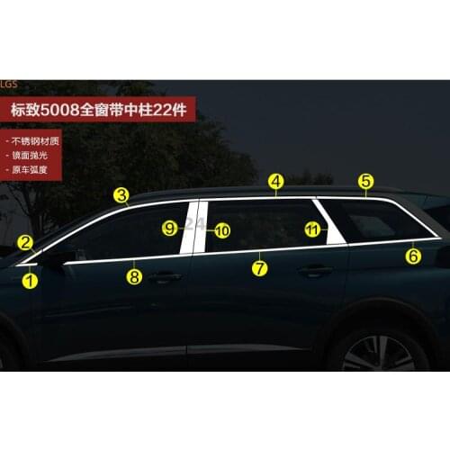 Hoogwaardig Roestvrij Staal Autoruit Decoratie Strip Lichaam Trimmen Anti-Kras Auto For Peugeot 5008 2017-2019 car accessories