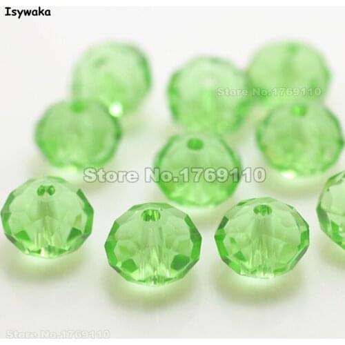Isywaka Light Green Color 6*8mm 72pcs Rondelle Austria faceted Crystal Glass Bead Loose Spacer Round Bead for Jewelry Making