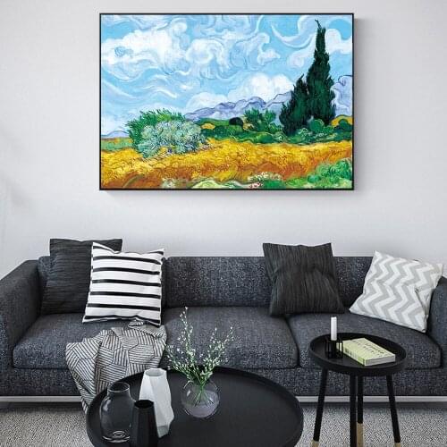 Wheatfield with Cypresses By Van Gogh Canvas Paintings Posters and Prints Wall Art Picture for Living Room Home Decoration