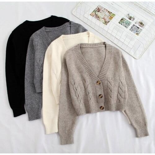 Short Style High-waisted Slim Plastic Sweater Women 2020 Spring New Single-breasted Knitted Cardigan Twist Small Jacket