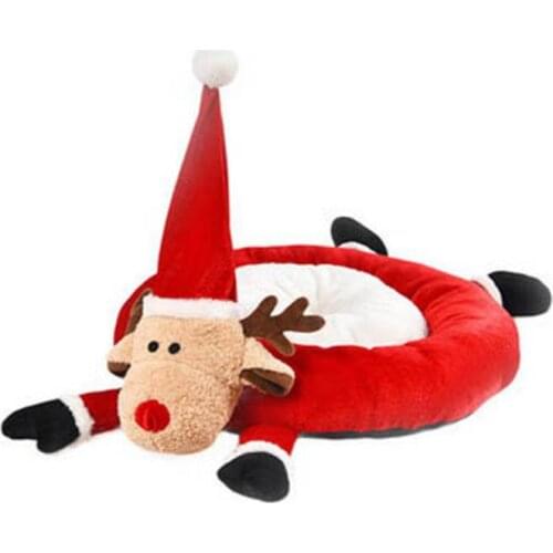 Reindeer Pet Bed Warm Cat Bed Mat Soft Warm Kitten Cuddler Bed Christmas Animal Modelling Style Bed For Cat Dog
