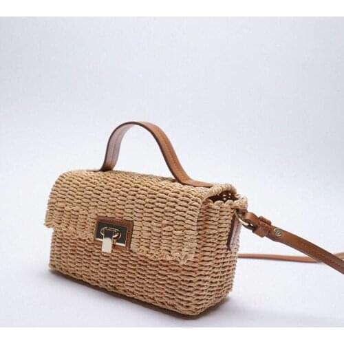 Summer Straw Crossbody Bags For Women 2021 Handmade Woven PU Leather Boho Bag Female Summer Beach Holiday Bohemia Shoulder Bags