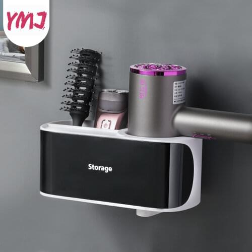 Hot Magic Wall-Mounted Storage Racks No Trace Stickers Creative Suction Cup Hair Dryer Holder Comb Rack Stand Bathroom Supplies