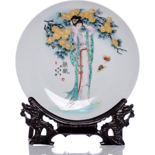 BEST business birthday present -handicraft Vintage CHINESE girl porcelain home OFFICE Decor art plate Decoration