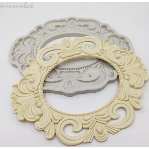 Minsunbak Frame Silicone Mould Cake Border Decoration Fondant Tool European Classic Relief Gumpaste Mold