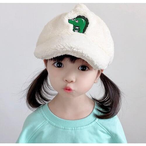 Fashion Child Cartoon Animal Cap Autumn Winter Hip Hop Hat With Big Fur Ball Pompon Baseball Cap Warm Soft Ball Peaked Caps