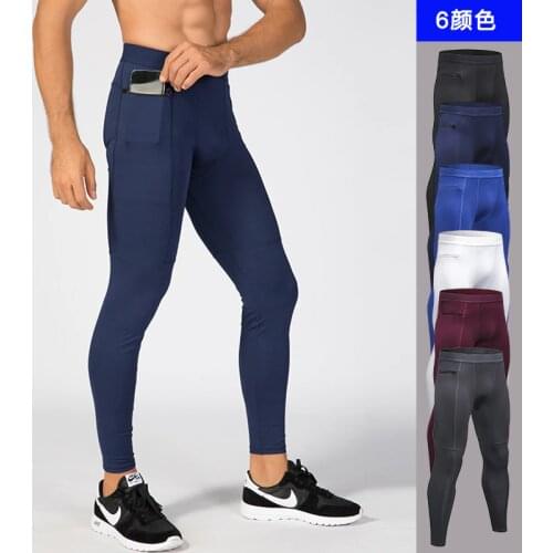 Leggings Tights Men Compression Running Sport Men Gym Fitness Spandex Quick Dry Pants With Pocket