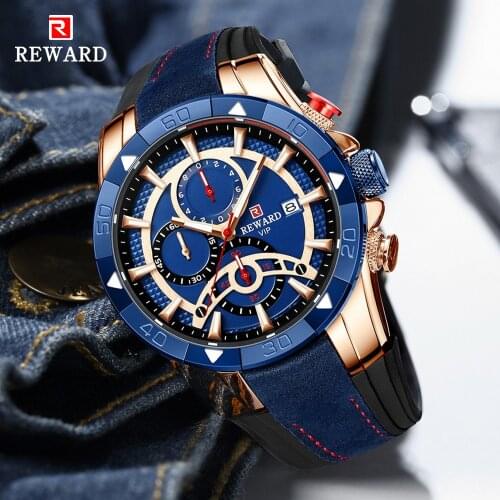 REWARD 2021 New Big Fashion Men Watches Chronograph Top Brand Luxury Waterproof Quartz Watch Men Dial Sport Wrist Watch