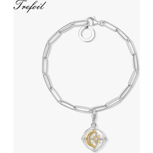 Moon & Star Charm Bracelet 2020 New Fine Jewelry 925 Sterling Silver Gift For Women Girls Lucky Love Fashion Link Chain Bracelet