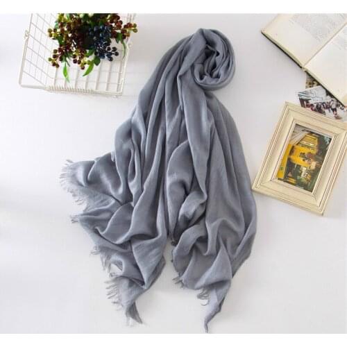 Solid Color Women Hijab Scarf Soft Large Shawl Wrap Cotton Head Scarf
