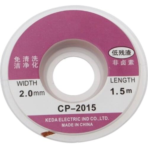 5ft 2.0mm Desoldering Braid Solder Remover Copper Wick Spool Wire Cable 1.5m WF4458037