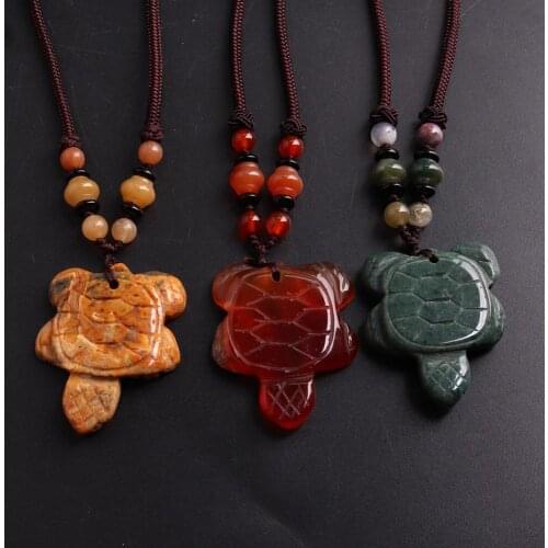 3PC Hand Knotter String carving tortoise stone necklace quartz Natural Stone Beads Energy Women Necklace Women jewelry wholesale