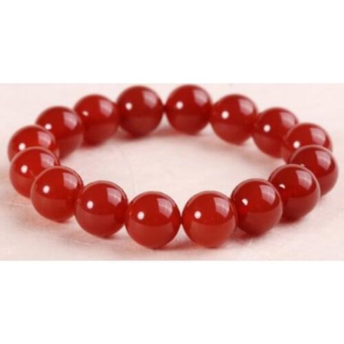 Lovers noblest 14mm Red Jades beads stretch Bracelet fast shipping