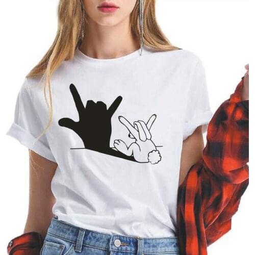 Cute Pet Funny Printed Women T Shirt Short Sleeve T-shirt Casual White Black Tee Shirt Femme Hipster Harajuku Tshirt Women Tops