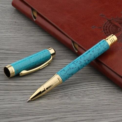 Blue gem marble golden piece Metal Rollerball Pen Stationery Office school supplies