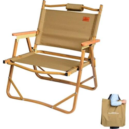 Sundick Portable Foldable Wood Chair Ultralight Leisure Chair Nap Beach Chair for Camping Fishing Picnic Chairs