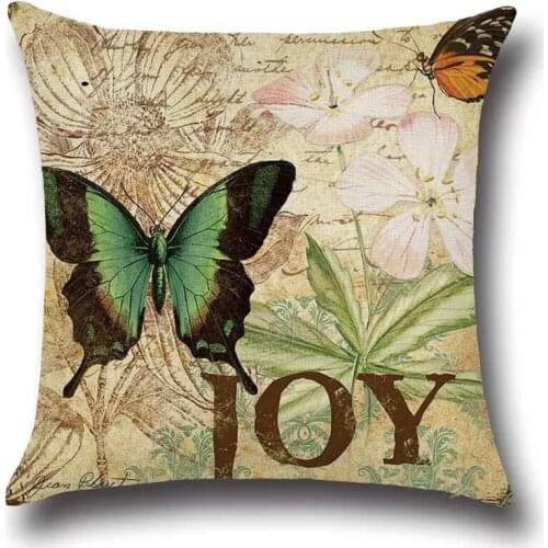 Vintage Butterfly Cushion Cover Retro County Style Sofa Pillow Cases Bedroom Home Decor Car Office Decorative Accessories Le