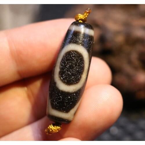 Magic Energy Tibetan Old Oily Agate Patina 1 Eye Peak Totem dZi Bead Amulet AAA Timestown UPD22