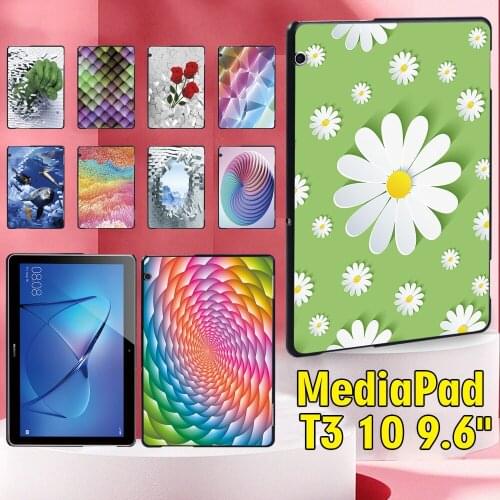 Tablet Hard Case for Huawei MediaPad T3 10 9.6 Inch 3D Series Printing Pattern Plastic Back Shell + Stylus