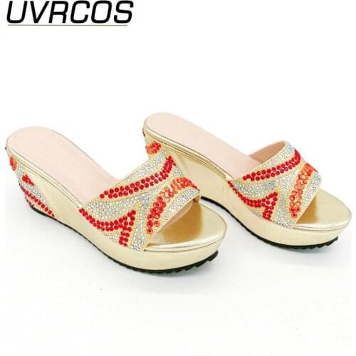 Gold Top Sale High Heels Woman Female Footwear Oem Customized High Heeled Slippers Roman Women Pumps Convenient Summer