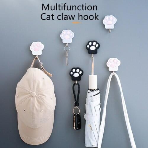 1PCS Screen Cleaning Wipes Cat Paw Shape Hanger Creative Punch Free Hook Kitchen Hook Towel Hook For Home Storage Organization