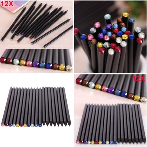 12Pcs/Set HB Diamond Pencil Stationery Items Drawing Supplies Cute Pencils For School Basswood Office School DQ-Drop