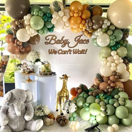 154pcs Avocado Green Balloon Garland Arch Kit Jungle Safari Theme Party Supplies Baby Shower Kids Birthday Party Decorations