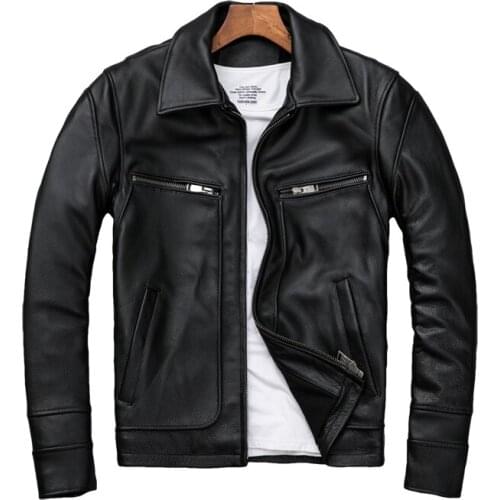 2020 Black Men Casual Jacket Plus Size XXXXXL Genuine Thick Cowhide Spring Russian Natural Leather Coat FREE SHIPPING
