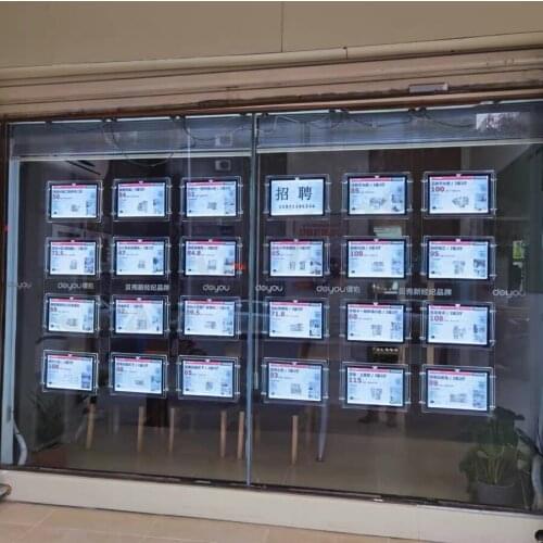 24PCS X A4 Single Side Magnetic Acrylic Frame LED Hanging Window Display Light Panel With Accessories For Real Estate Agents