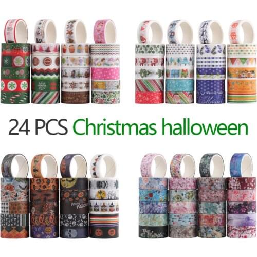 24 PCS/LOT Christmas halloween washi tapes set Scrapbook Kawaii Scotched decorative Masking tape Stationery